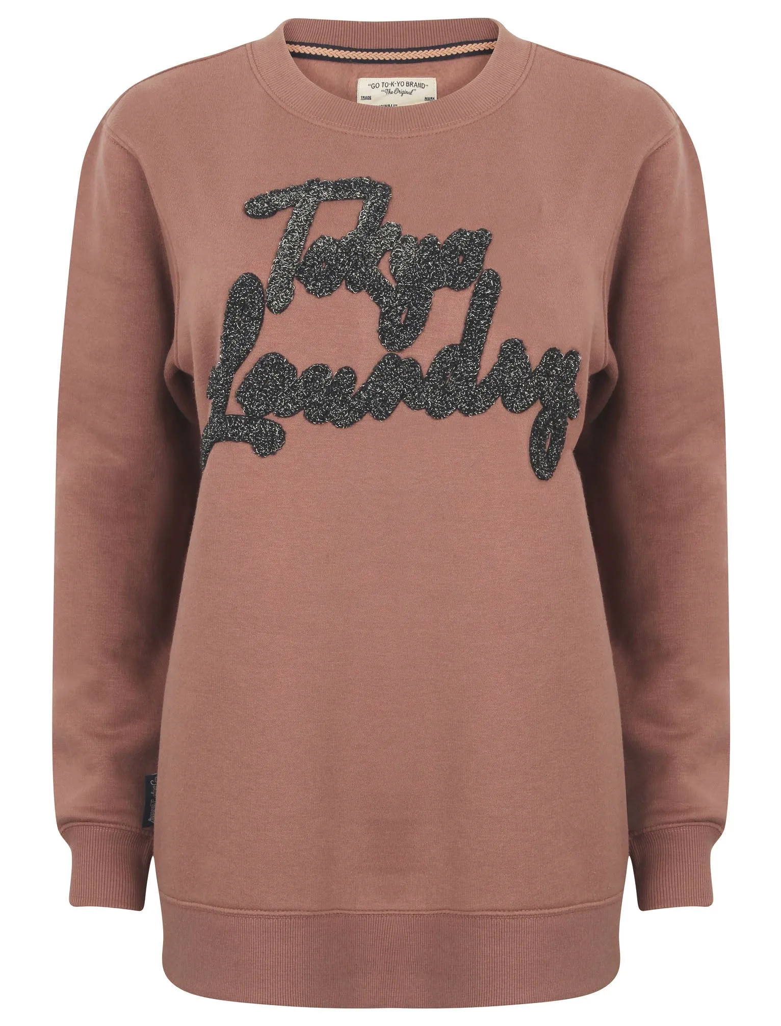 Womens Sweatshirt with Boucle Motif in Soft Mauve - Tokyo Laundry