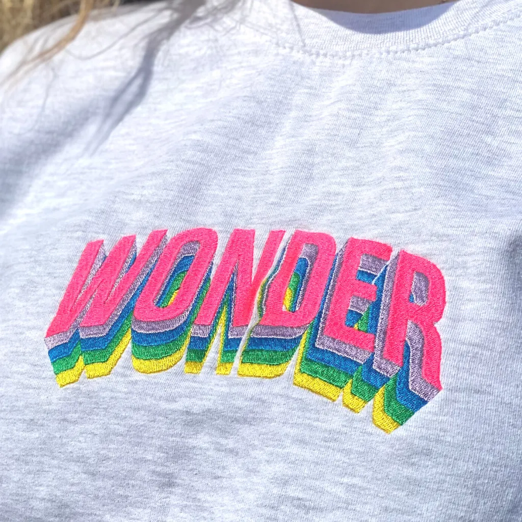 Wonder Sweatshirt In Ash Grey With Neon Embroidery