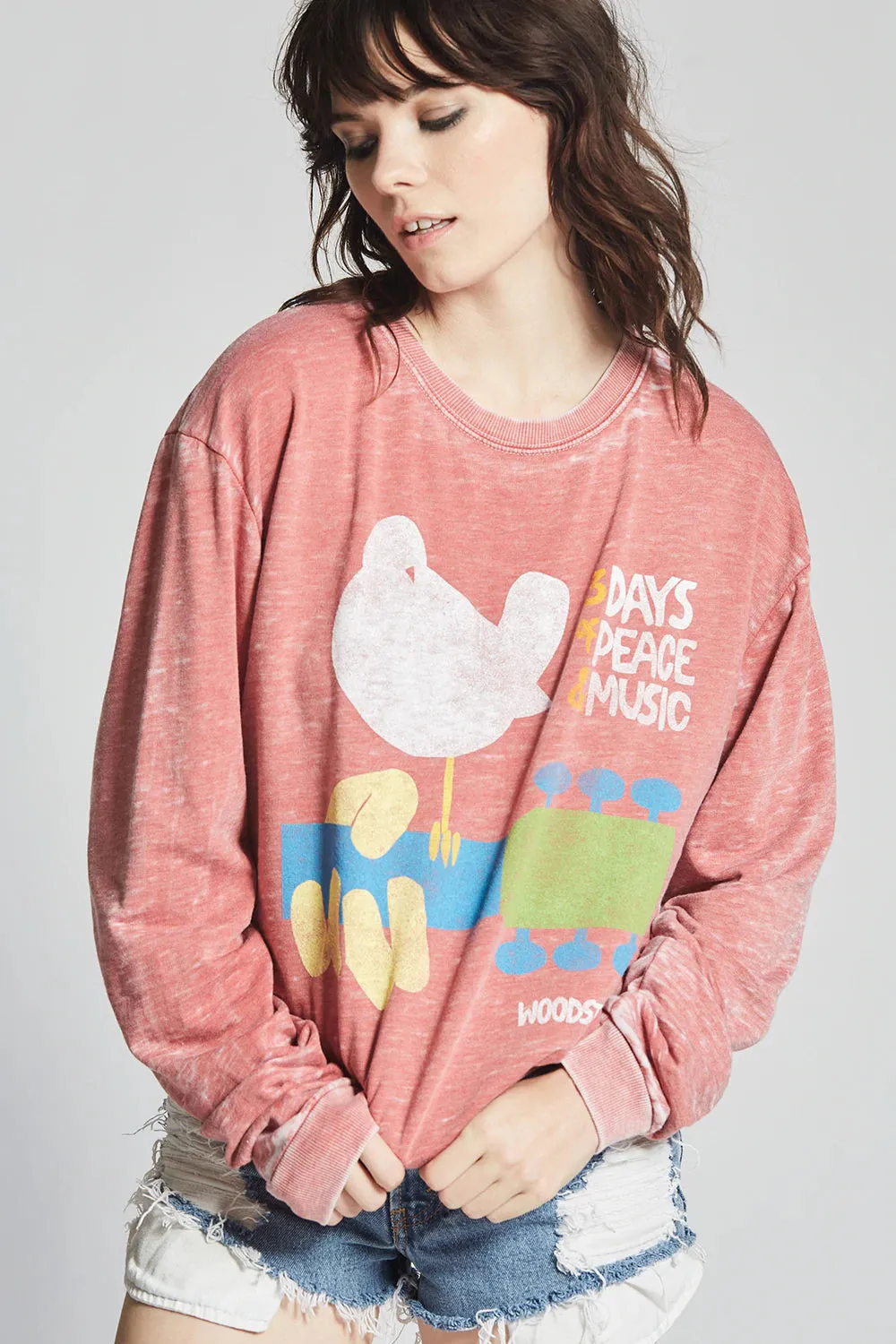 Woodstock Peace & Music Ls Sweatshirt - Paprika